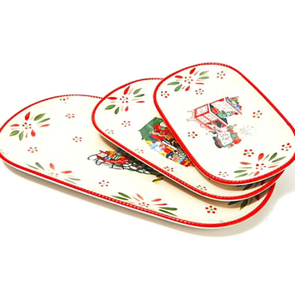 Temp-tations Set of 3 Holiday Squoval Trays